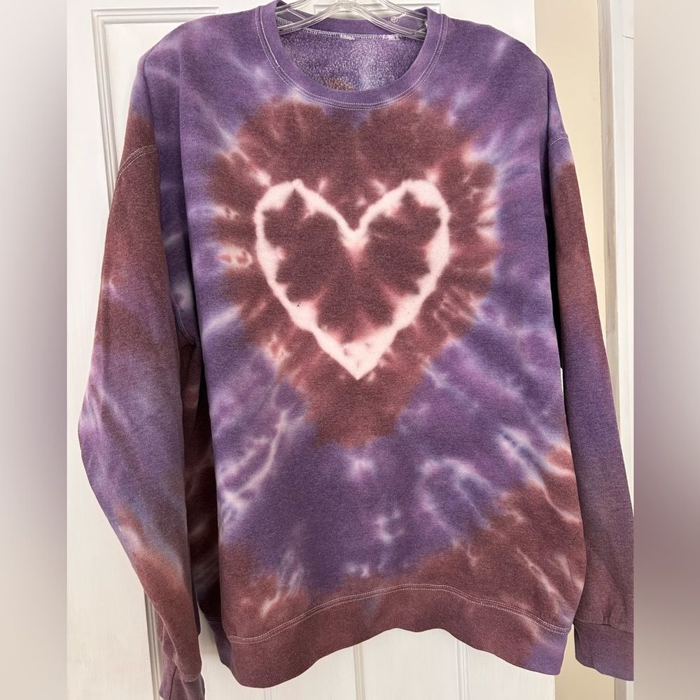 Urban Outfitters Purple Tie-Dye Heart Sweatshirt